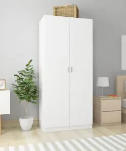 vidaXL Wardrobe White 90x52x200 cm Chipboard