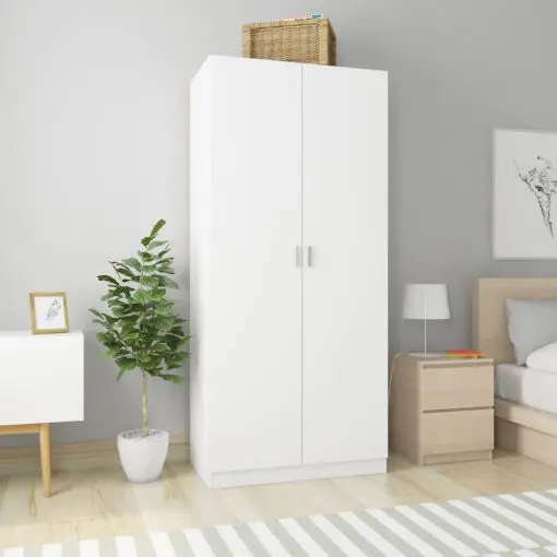 vidaXL Wardrobe White 90x52x200 cm Chipboard