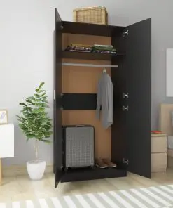 vidaXL Wardrobe Black 90x52x200 cm Chipboard