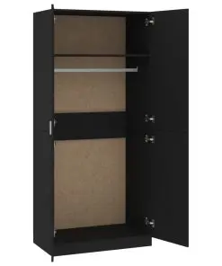 vidaXL Wardrobe Black 90x52x200 cm Chipboard