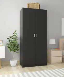 vidaXL Wardrobe Black 90x52x200 cm Chipboard
