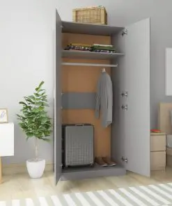 vidaXL Wardrobe Grey 90x52x200 cm Chipboard