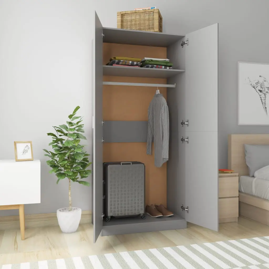 vidaXL Wardrobe Grey 90x52x200 cm Chipboard