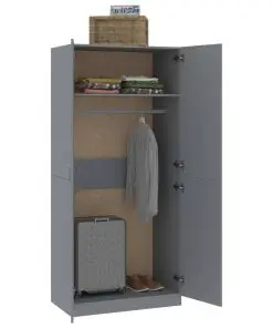 vidaXL Wardrobe Grey 90x52x200 cm Chipboard