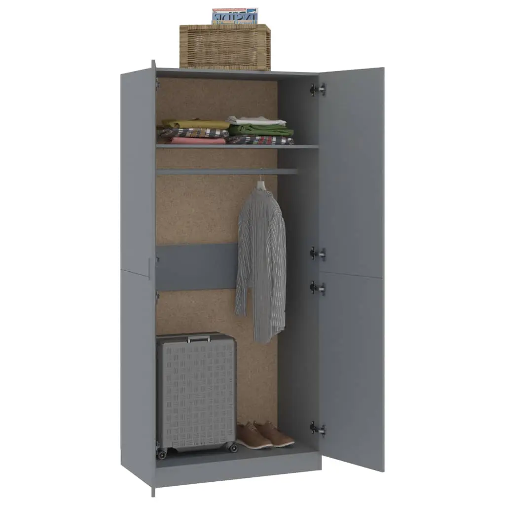 vidaXL Wardrobe Grey 90x52x200 cm Chipboard