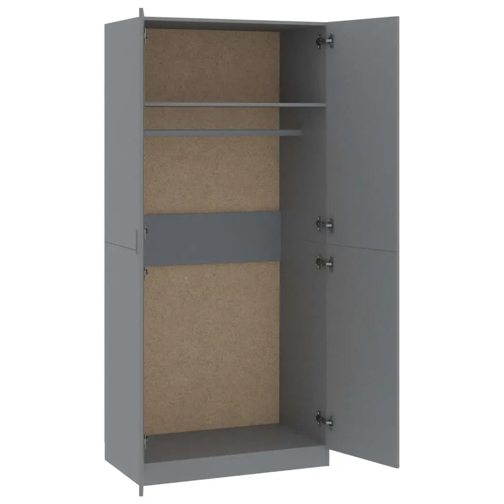 vidaXL Wardrobe Grey 90x52x200 cm Chipboard
