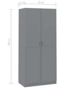 vidaXL Wardrobe Grey 90x52x200 cm Chipboard