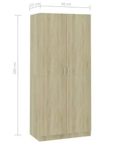 vidaXL Wardrobe Sonoma Oak 90x52x200 cm Chipboard