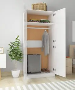 vidaXL Wardrobe High Gloss White 90x52x200 cm Chipboard