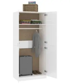 vidaXL Wardrobe High Gloss White 90x52x200 cm Chipboard