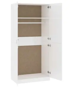 vidaXL Wardrobe High Gloss White 90x52x200 cm Chipboard