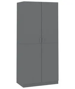 vidaXL Wardrobe High Gloss Grey 90x52x200 cm Chipboard