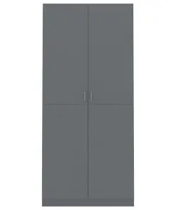 vidaXL Wardrobe High Gloss Grey 90x52x200 cm Chipboard
