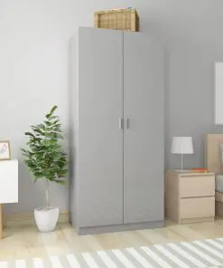 vidaXL Wardrobe High Gloss Grey 90x52x200 cm Chipboard