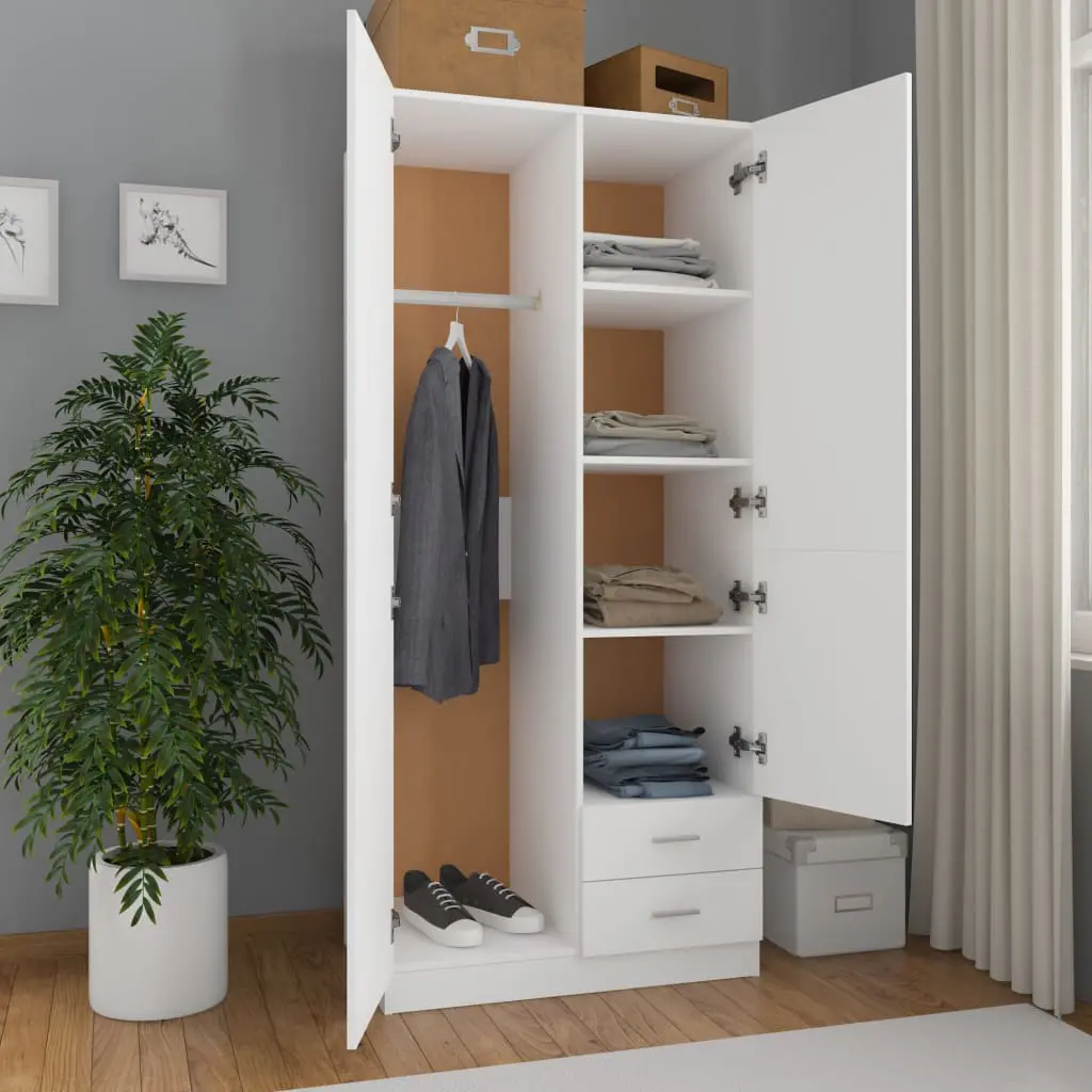 vidaXL Wardrobe White 80x52x180 cm Chipboard