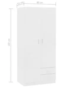 vidaXL Wardrobe White 80x52x180 cm Chipboard