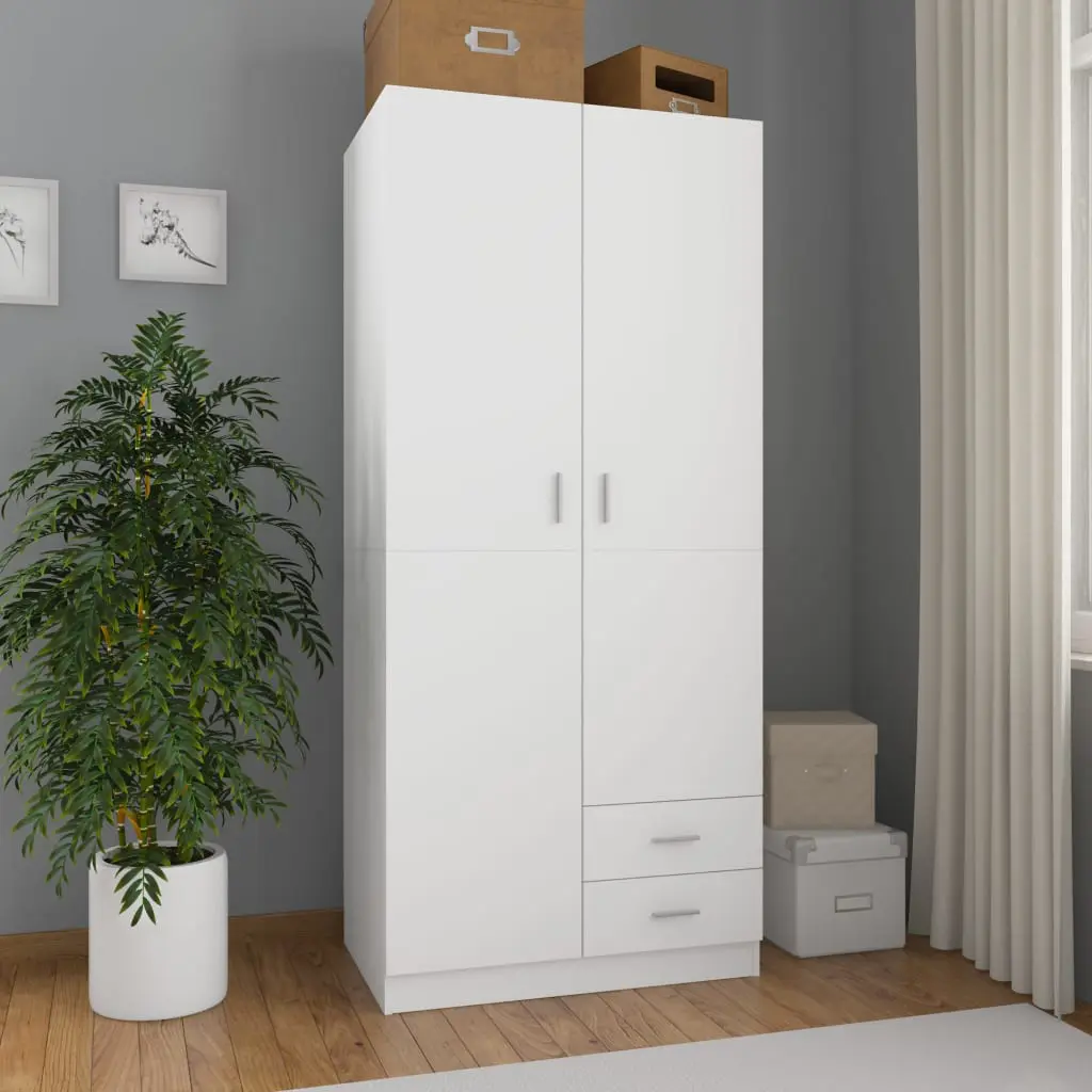 vidaXL Wardrobe White 80x52x180 cm Chipboard