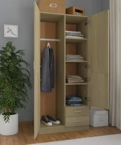 vidaXL Wardrobe Sonoma Oak 80x52x180 cm Chipboard