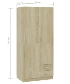 vidaXL Wardrobe Sonoma Oak 80x52x180 cm Chipboard