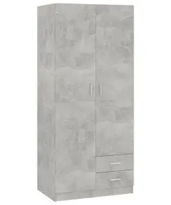 vidaXL Wardrobe Concrete Grey 80x52x180 cm Chipboard