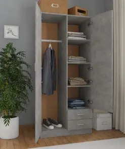 vidaXL Wardrobe Concrete Grey 80x52x180 cm Chipboard