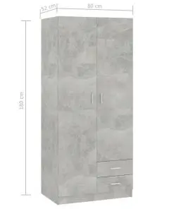 vidaXL Wardrobe Concrete Grey 80x52x180 cm Chipboard