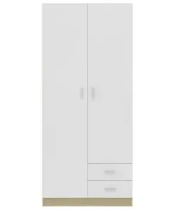 vidaXL Wardrobe White and Sonoma Oak 80x52x180 cm Chipboard
