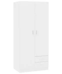 vidaXL Wardrobe High Gloss White 80x52x180 cm Chipboard