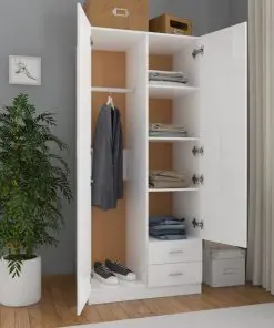 vidaXL Wardrobe High Gloss White 80x52x180 cm Chipboard