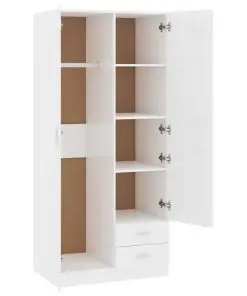 vidaXL Wardrobe High Gloss White 80x52x180 cm Chipboard