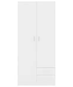 vidaXL Wardrobe High Gloss White 80x52x180 cm Chipboard