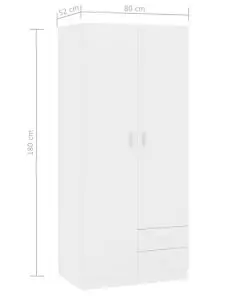 vidaXL Wardrobe High Gloss White 80x52x180 cm Chipboard