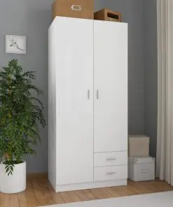 vidaXL Wardrobe High Gloss White 80x52x180 cm Chipboard