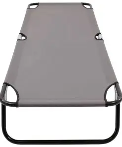 vidaXL Folding Sun Lounger Grey Steel