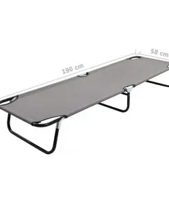 vidaXL Folding Sun Lounger Grey Steel