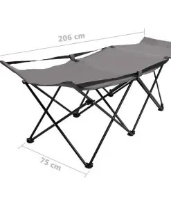 vidaXL Folding Sun Lounger Grey Steel