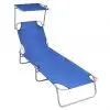 vidaXL Folding Sun Lounger with Canopy Blue Aluminium vidaXL Folding Sun Lounger with Canopy Blue Aluminium
