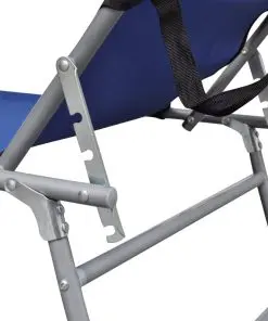 vidaXL Folding Sun Lounger with Canopy Blue Aluminium