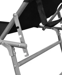vidaXL Folding Sun Lounger with Canopy Black Aluminium