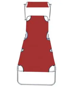 vidaXL Folding Sun Lounger with Canopy Red Aluminium