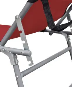 vidaXL Folding Sun Lounger with Canopy Red Aluminium