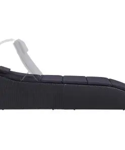 vidaXL Sunbed with Cushion Poly Rattan Black