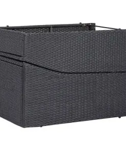 vidaXL Sunbed with Cushion Poly Rattan Black