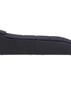 vidaXL Sunbed with Cushion Poly Rattan Black