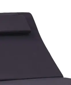 vidaXL Sunbed with Cushion Poly Rattan Black