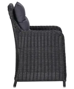vidaXL 11 Piece Outdoor Lounge Set Poly Rattan Black