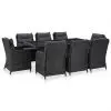 vidaXL 9 Piece Outdoor Dining Set Poly Rattan Black