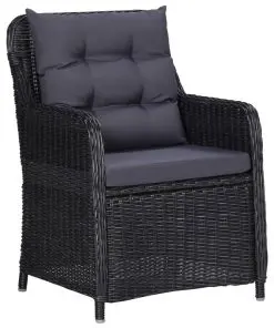 vidaXL Garden Chairs 2 pcs with Cushions Poly Rattan Black