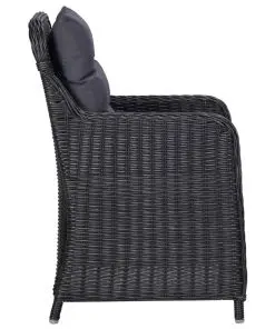 vidaXL Garden Chairs 2 pcs with Cushions Poly Rattan Black