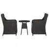 vidaXL 3 Piece Garden Bistro Set with Cushions Poly Rattan Black